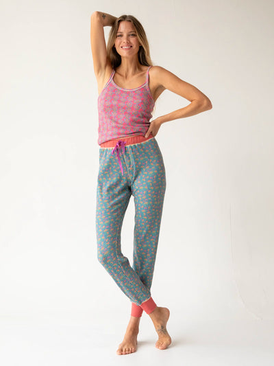 Mix & Match Waffle Pajama Cami - Hot Pink Mod Floral-view 2